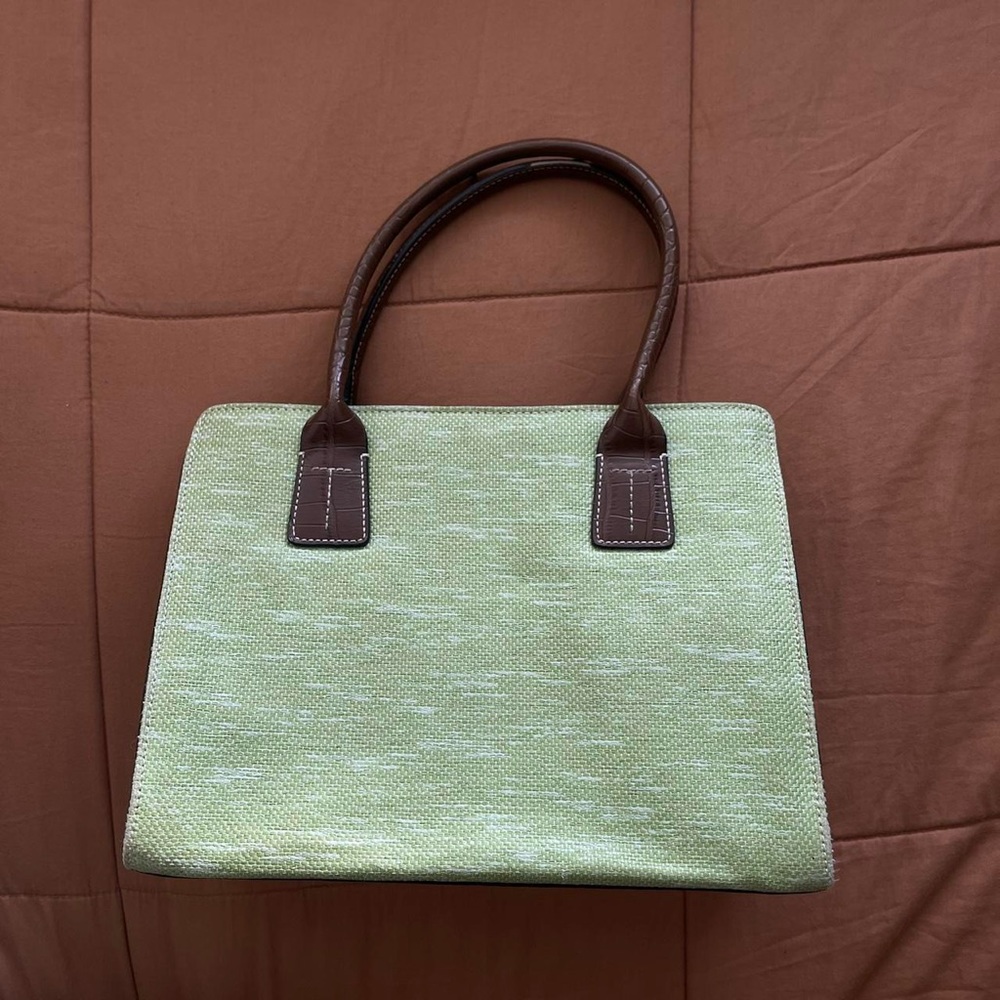 sage green with faux brown leather Tommy Hilfiger Bag